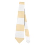 Horizontal Stripes - White and Peach Orange Necktie (Two Side)
