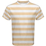 Horizontal Stripes - White and Sunset Orange Men s Cotton Tee