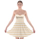 Horizontal Stripes - White and Sunset Orange Strapless Bra Top Dress