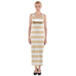 Horizontal Stripes - White and Sunset Orange Fitted Maxi Dress
