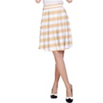 Horizontal Stripes - White and Sunset Orange A-Line Skirt