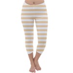 Horizontal Stripes - White and Sunset Orange Capri Winter Leggings