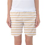 Horizontal Stripes - White and Sunset Orange Women s Basketball Shorts