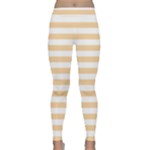 Horizontal Stripes - White and Sunset Orange Yoga Leggings