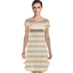 Horizontal Stripes - White and Sunset Orange Cap Sleeve Nightdress