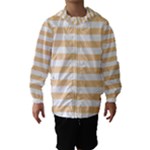 Horizontal Stripes - White and Sunset Orange Hooded Wind Breaker (Kids)