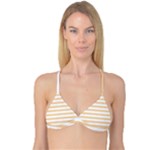 Horizontal Stripes - White and Sunset Orange Reversible Tri Bikini Top