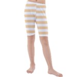 Horizontal Stripes - White and Sunset Orange Kid s Mid Length Swim Shorts