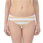 Horizontal Stripes - White and Sunset Orange Hipster Bikini Bottoms