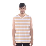 Horizontal Stripes - White and Sunset Orange Men s Basketball Tank Top