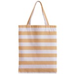 Horizontal Stripes - White and Sunset Orange Zipper Classic Tote Bag