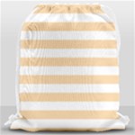 Horizontal Stripes - White and Sunset Orange Drawstring Bag (Large)