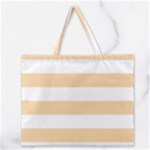 Horizontal Stripes - White and Sunset Orange Zipper Large Tote Bag