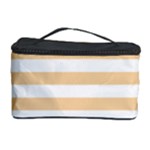 Horizontal Stripes - White and Sunset Orange Cosmetic Storage Case