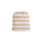 Horizontal Stripes - White and Sunset Orange Drawstring Pouch (S)