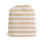 Horizontal Stripes - White and Sunset Orange Drawstring Pouch (XXl)