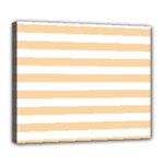 Horizontal Stripes - White and Sunset Orange Deluxe Canvas 24  x 20  (Stretched)