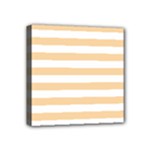Horizontal Stripes - White and Sunset Orange Mini Canvas 4  x 4  (Stretched)