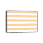 Horizontal Stripes - White and Sunset Orange Mini Canvas 6  x 4  (Stretched)