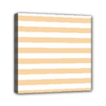 Horizontal Stripes - White and Sunset Orange Mini Canvas 6  x 6  (Stretched)