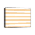 Horizontal Stripes - White and Sunset Orange Mini Canvas 7  x 5  (Stretched)