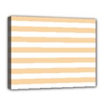 Horizontal Stripes - White and Sunset Orange Canvas 14  x 11  (Stretched)