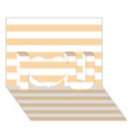 Horizontal Stripes - White and Sunset Orange I Love You 3D Greeting Card (7x5)