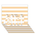 Horizontal Stripes - White and Sunset Orange GIRL 3D Greeting Card (7x5)