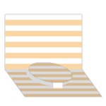 Horizontal Stripes - White and Sunset Orange Circle Bottom 3D Greeting Card (7x5)