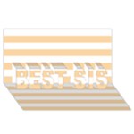 Horizontal Stripes - White and Sunset Orange BEST SIS 3D Greeting Card (8x4)