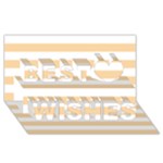 Horizontal Stripes - White and Sunset Orange Best Wish 3D Greeting Card (8x4)