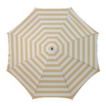 Horizontal Stripes - White and Sunset Orange Golf Umbrella