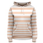 Horizontal Stripes - White and Apricot Orange Women s Pullover Hoodie