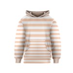 Horizontal Stripes - White and Apricot Orange Kid s Pullover Hoodie