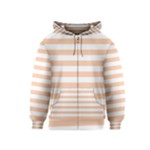 Horizontal Stripes - White and Apricot Orange Kid s Zipper Hoodie