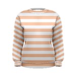 Horizontal Stripes - White and Apricot Orange Women s Sweatshirt