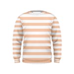 Horizontal Stripes - White and Apricot Orange Kid s Sweatshirt