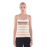 Horizontal Stripes - White and Apricot Orange Spaghetti Strap Top