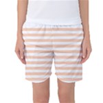 Horizontal Stripes - White and Apricot Orange Women s Basketball Shorts