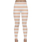 Horizontal Stripes - White and Apricot Orange Yoga Leggings