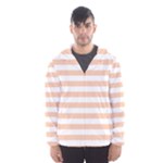 Horizontal Stripes - White and Apricot Orange Hooded Wind Breaker (Men)