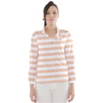Horizontal Stripes - White and Apricot Orange Wind Breaker (Women)