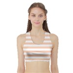 Horizontal Stripes - White and Apricot Orange Women s Sports Bra with Border