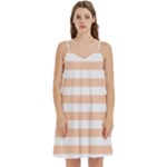 Horizontal Stripes - White and Apricot Orange Women s Reversible Sports Bra with Border