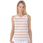Horizontal Stripes - White and Apricot Orange Women s Basketball Tank Top