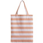 Horizontal Stripes - White and Apricot Orange Zipper Classic Tote Bag