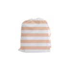 Horizontal Stripes - White and Apricot Orange Drawstring Pouch (S)