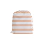 Horizontal Stripes - White and Apricot Orange Drawstring Pouch (M)