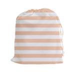 Horizontal Stripes - White and Apricot Orange Drawstring Pouch (XXl)