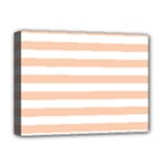 Horizontal Stripes - White and Apricot Orange Deluxe Canvas 16  x 12  (Stretched)